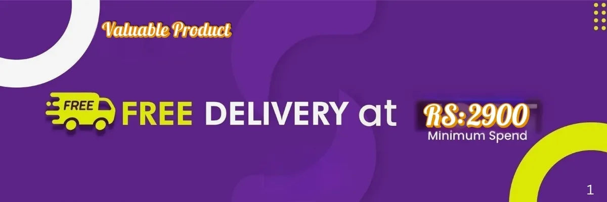 Promotional banner with free delivery offer on a purple background