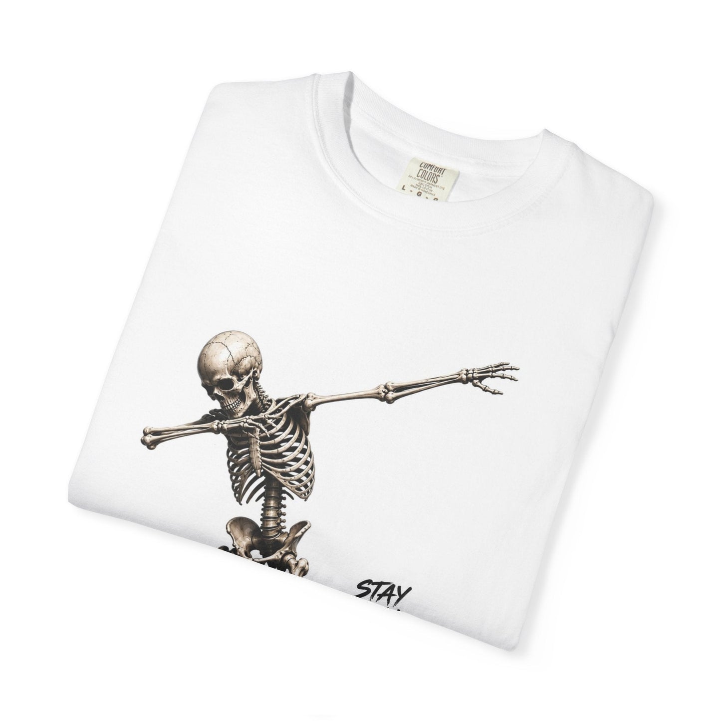 Skeleton Dab Graphic Tee — "Stay Real" Vintage Skate Shirt