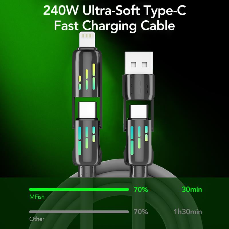 كابل USB-C‏ 4 في 1 بقوة 240 واط