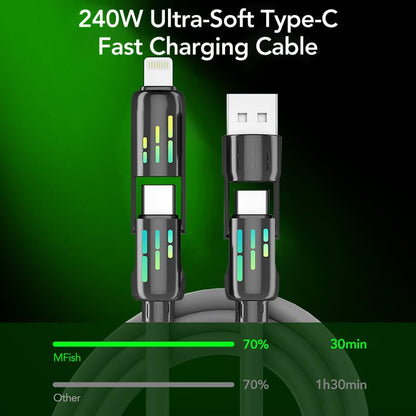 كابل USB-C‏ 4 في 1 بقوة 240 واط
