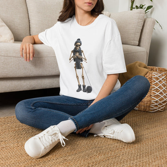 Skeleton in Beanie T‑Shirt — Funny Skeletal Winter Design