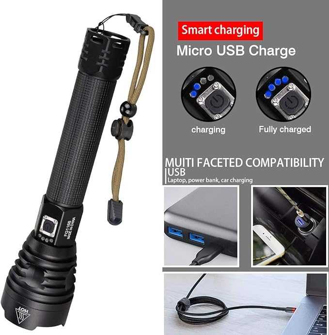 مصباح يدوي P90 LED قابل لإعادة الشحن