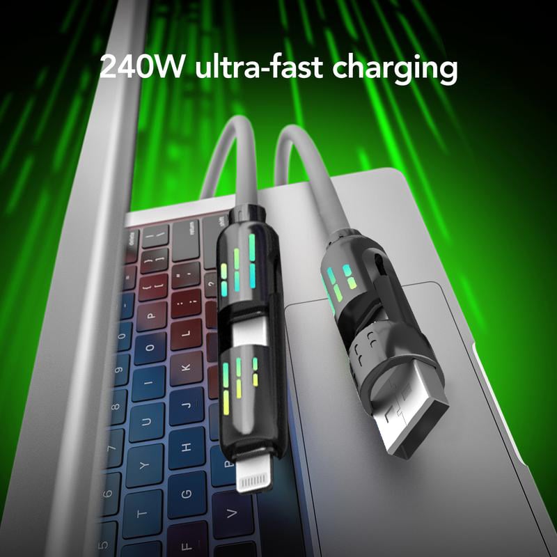 كابل USB-C‏ 4 في 1 بقوة 240 واط
