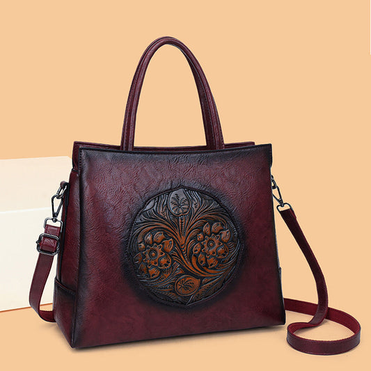 Women's Retro Chinese Style Patchwork Tote Bag, Oriental Shoulder Handbag, Vintage Ethnic Purse, Boho Everyday Carry Bag, Gift for Her