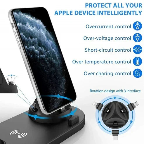 متوافق مع أجهزة Apple، حامل شحن ثلاثي في واحد لساعة iwatch و Aripods