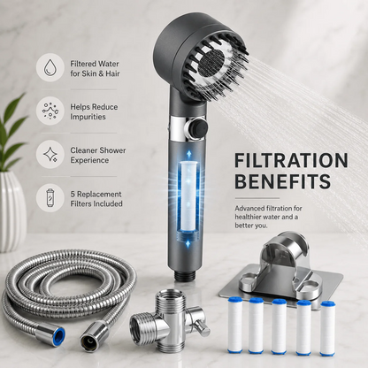 FILTERED SHOWER HEAD WATER KIT–3 SPRAY MODES🇦🇪