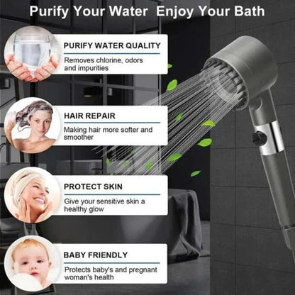 FILTERED SHOWER HEAD WATER KIT–3 SPRAY MODES🇦🇪