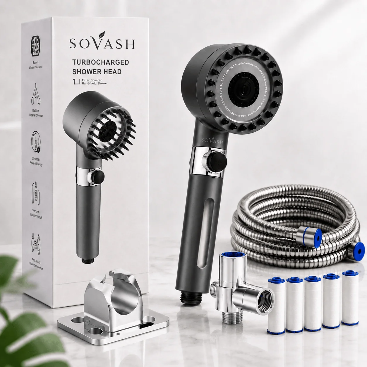 FILTERED SHOWER HEAD WATER KIT–3 SPRAY MODES🇦🇪