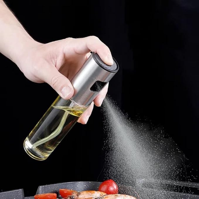 عبوة من قطعتين (100 مل) زجاجة بخاخ زيت من الفولاذ المقاوم للصدأ - موزع زيت طهي قابل لإعادة التعبئة